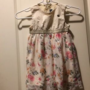 Original Marines girls Floral Dress sleeveless gold glittery waistband size 4/5